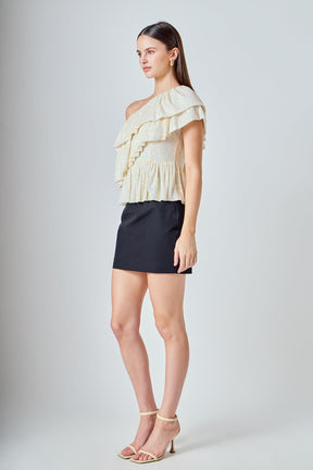 ENDLESS ROSE - Sequins One Shoulder Ruffle Top - TOPS available at Objectrare