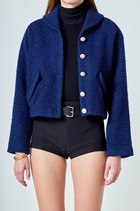 ENDLESS ROSE - Boucle Tweed Buttoned Bomber - JACKETS available at Objectrare
