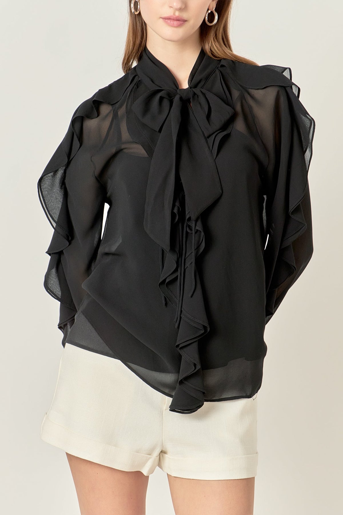 ENDLESS ROSE - Chiffon Peekaboo Top - TOPS available at Objectrare