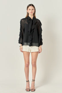 ENDLESS ROSE - Chiffon Peekaboo Top - TOPS available at Objectrare