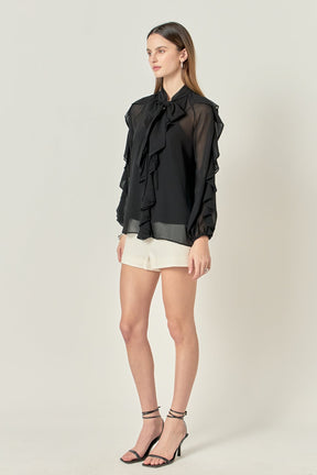 ENDLESS ROSE - Chiffon Peekaboo Top - TOPS available at Objectrare