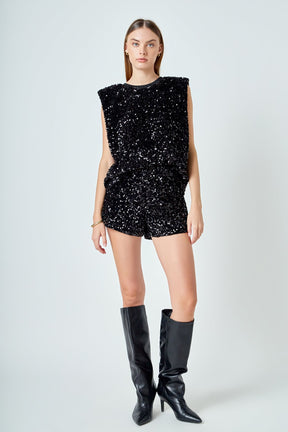 ENDLESS ROSE - Sequin Shorts - SHORTS available at Objectrare