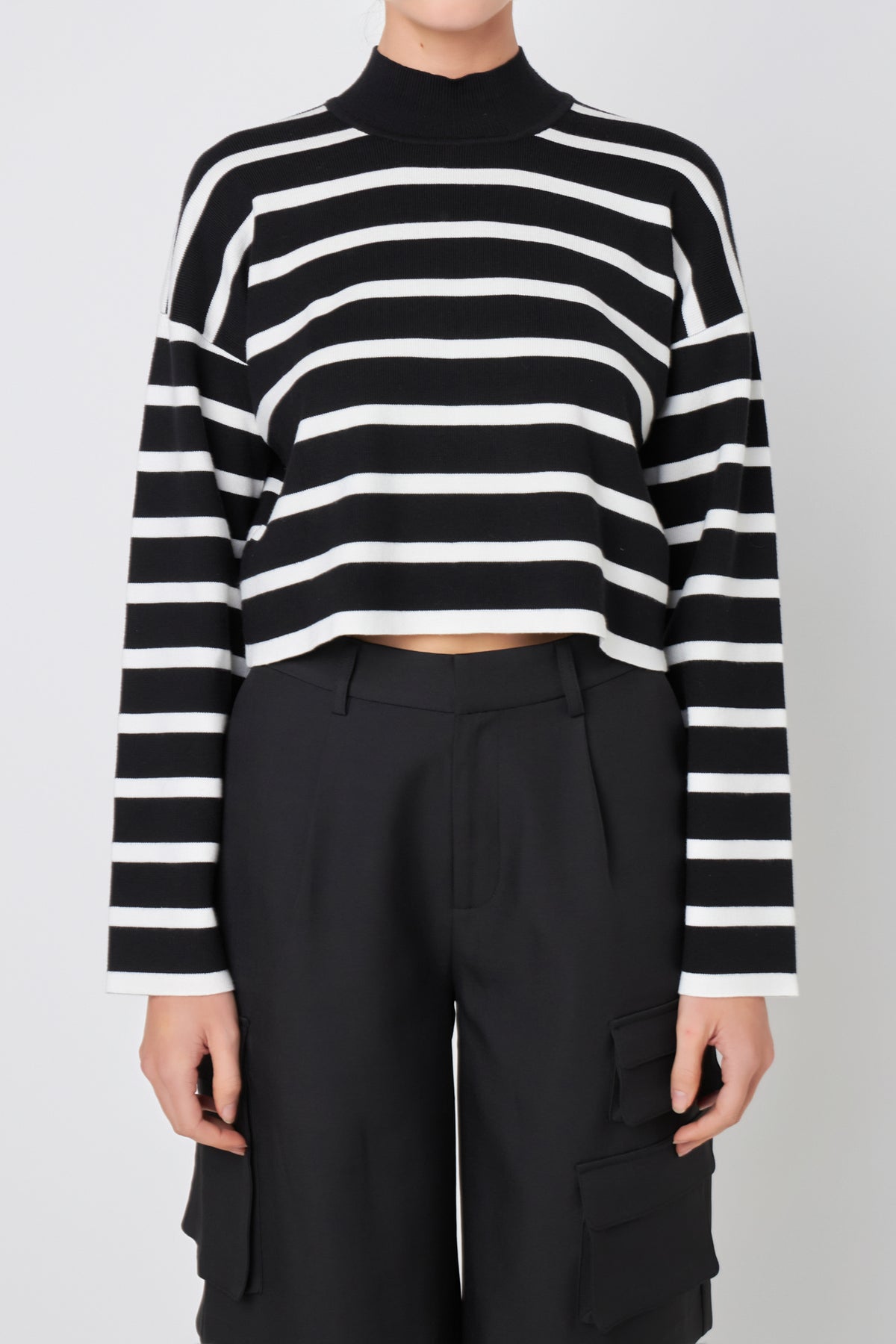 GREY LAB - Striped Cropped Sweater - SWEATERS & KNITS available at Objectrare