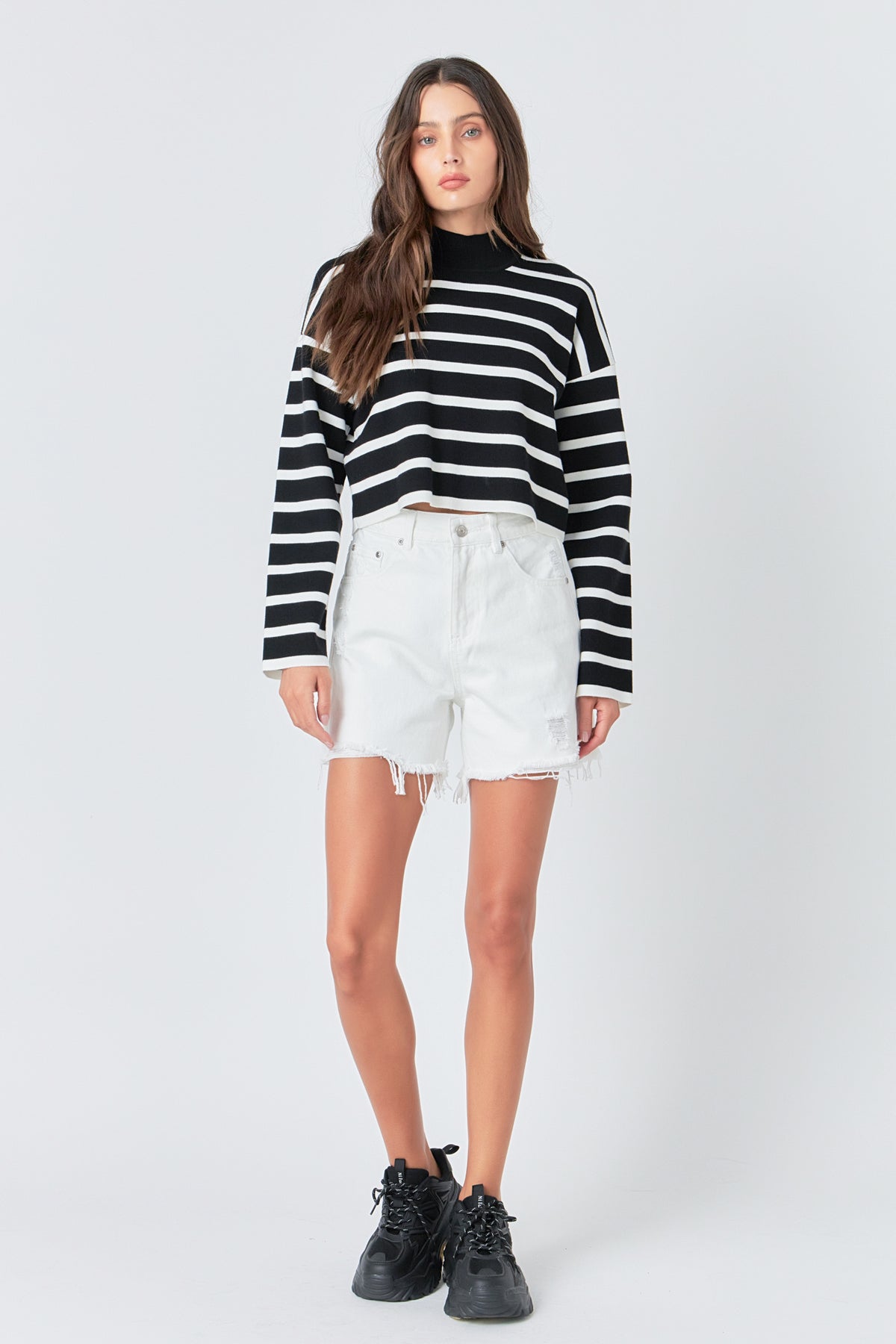 GREY LAB - Striped Cropped Sweater - SWEATERS & KNITS available at Objectrare