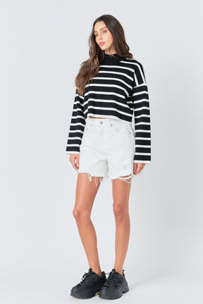 GREY LAB - Striped Cropped Sweater - SWEATERS & KNITS available at Objectrare