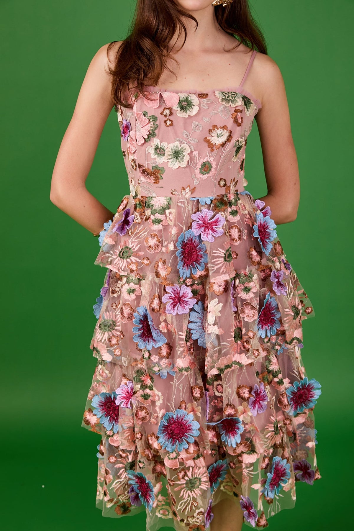ENDLESS ROSE - Floral Embroidered Midi Dress - DRESSES available at Objectrare