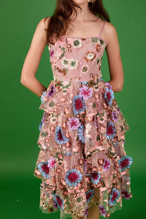 ENDLESS ROSE - Floral Embroidered Midi Dress - DRESSES available at Objectrare