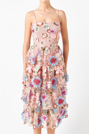 ENDLESS ROSE - Endless Rose - Floral Embroidered Midi Dress - DRESSES available at Objectrare