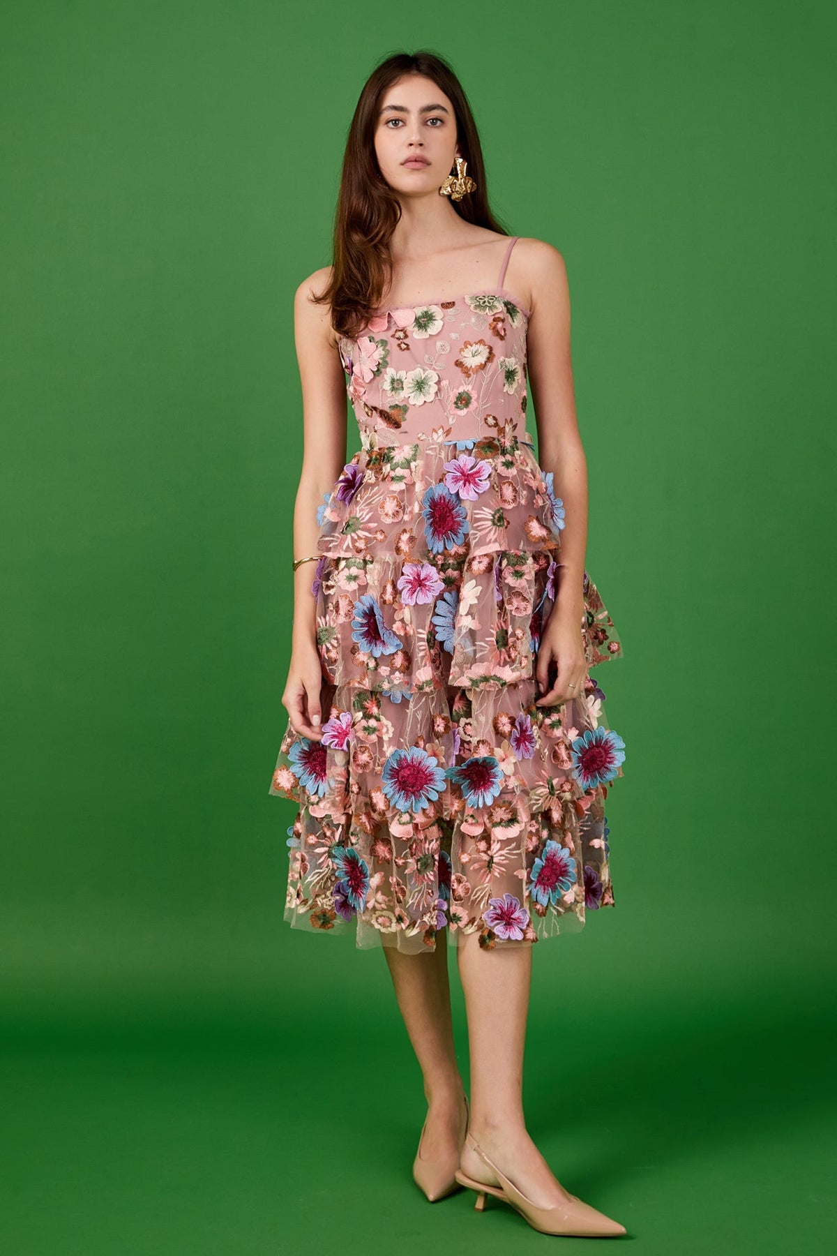 ENDLESS ROSE - Floral Embroidered Midi Dress - DRESSES available at Objectrare