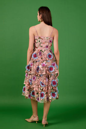 ENDLESS ROSE - Floral Embroidered Midi Dress - DRESSES available at Objectrare