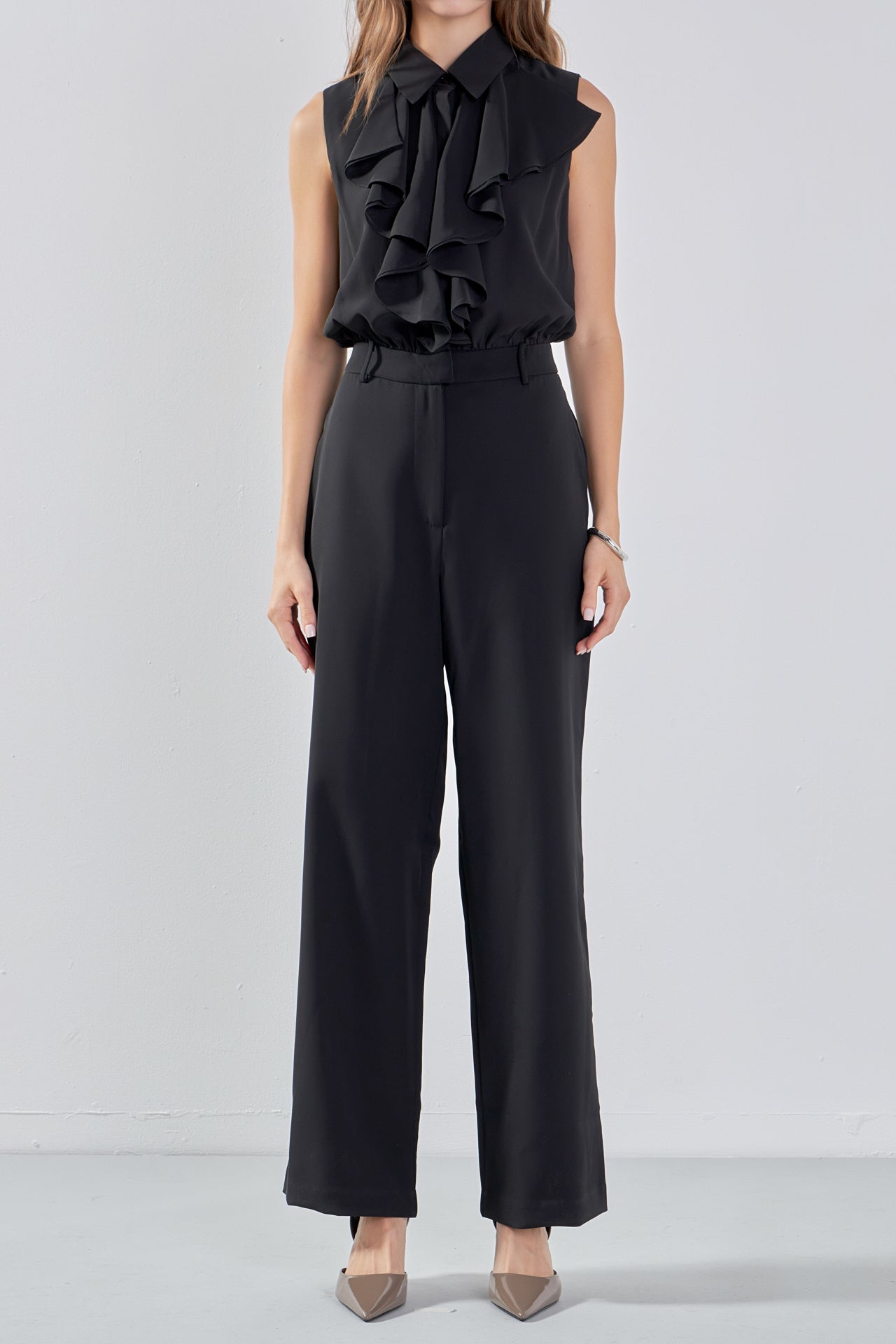 ENDLESS ROSE - Sleeveless Ruffle Jumpsuit - JUMPSUITS available at Objectrare