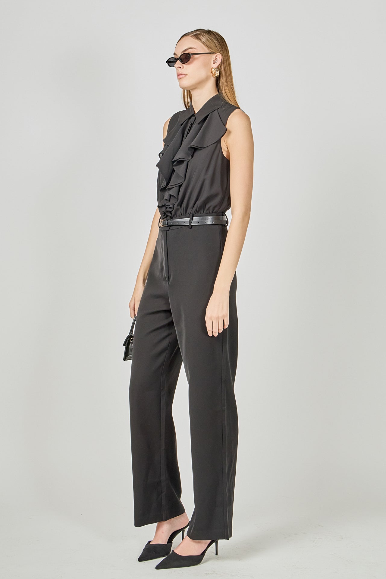 ENDLESS ROSE - Sleeveless Ruffle Jumpsuit - JUMPSUITS available at Objectrare