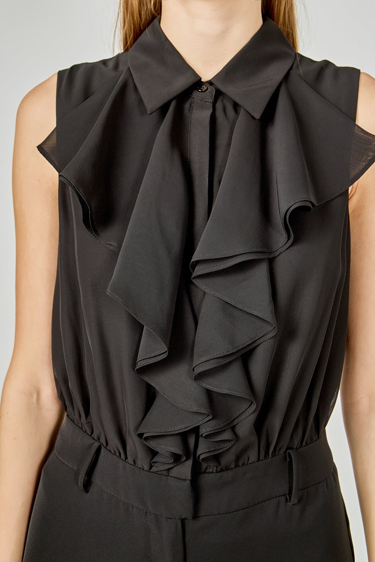 ENDLESS ROSE - Sleeveless Ruffle Jumpsuit - JUMPSUITS available at Objectrare