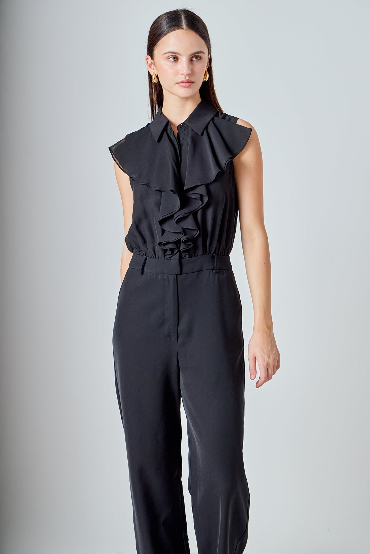 ENDLESS ROSE - Sleeveless Ruffle Jumpsuit - JUMPSUITS available at Objectrare