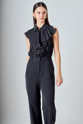 ENDLESS ROSE - Sleeveless Ruffle Jumpsuit - JUMPSUITS available at Objectrare