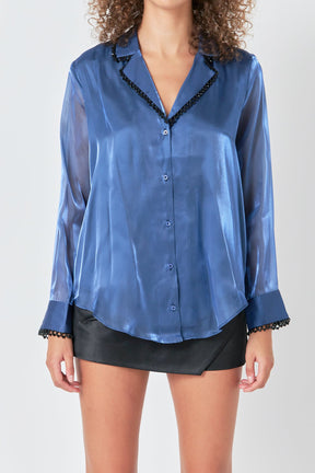 ENDLESS ROSE - Endless Rose - Beaded Collar Relaxed Blouse - SHIRTS & BLOUSES available at Objectrare