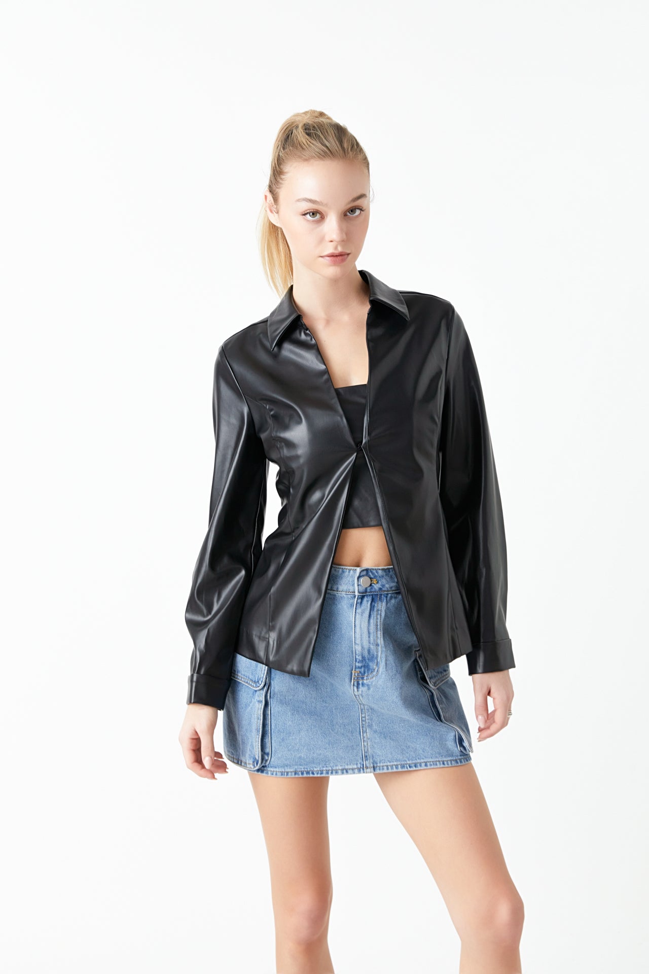 GREY LAB - Faux Leather Jacket Set - JACKETS available at Objectrare