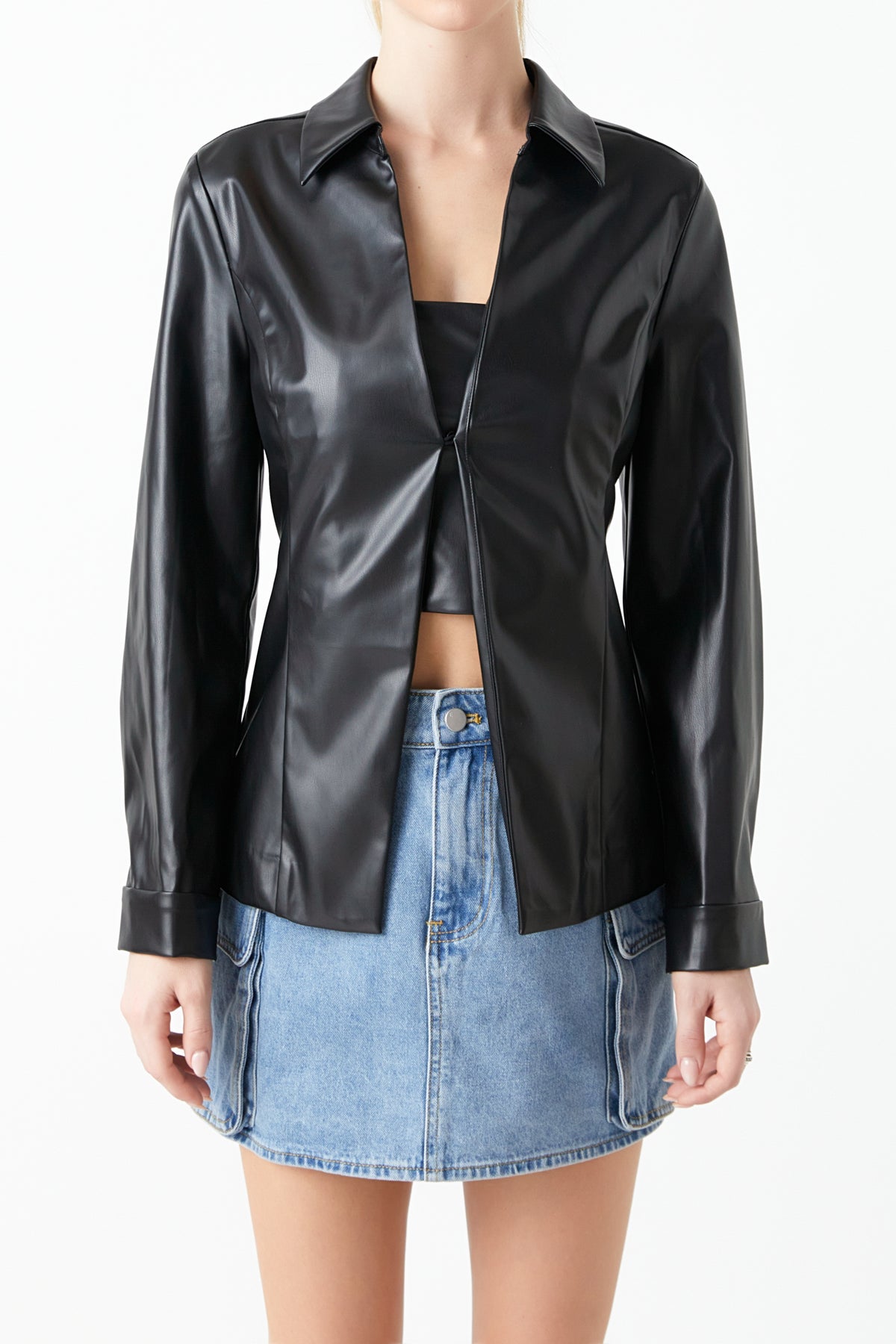 GREY LAB - Faux Leather Jacket Set - JACKETS available at Objectrare