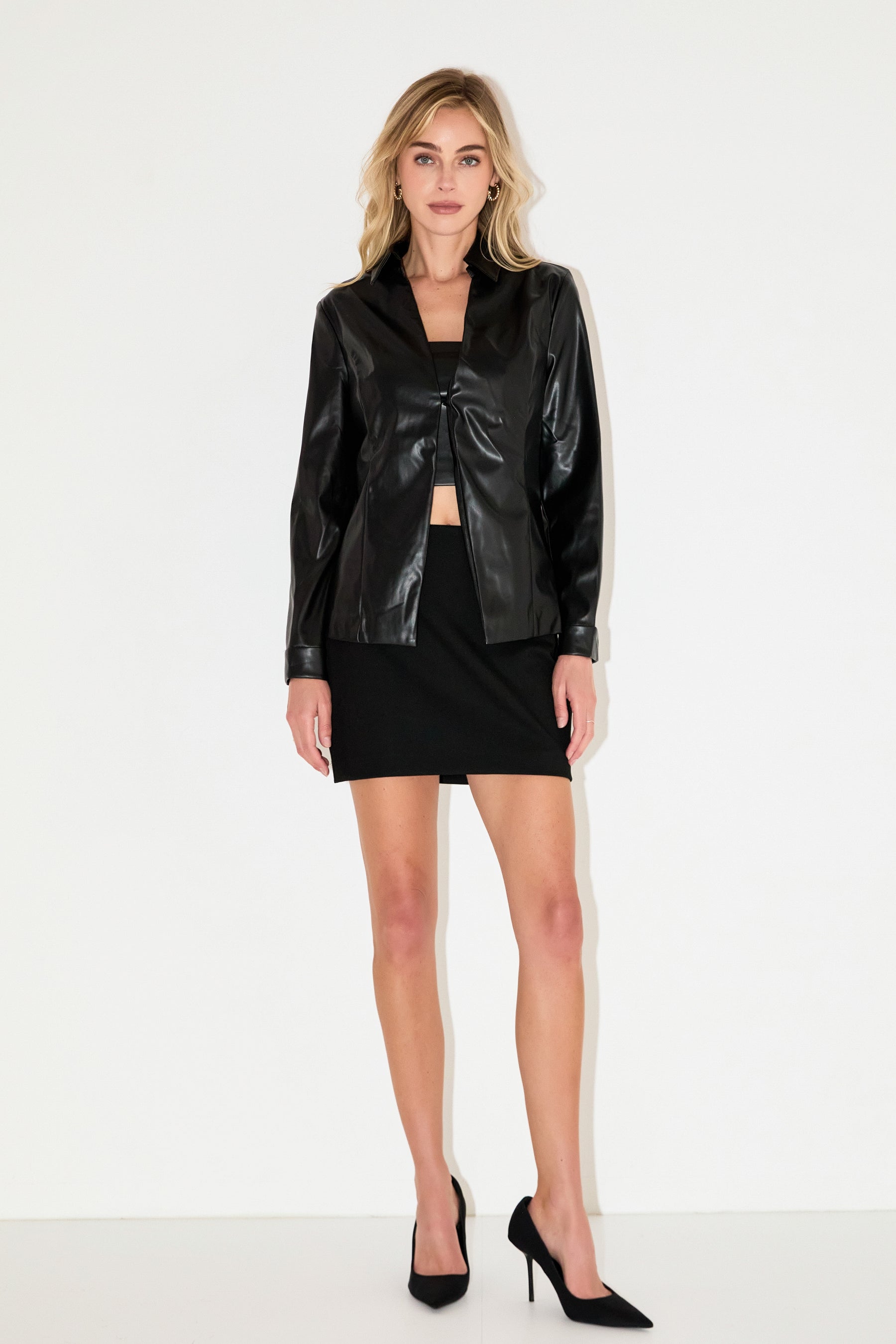 GREY LAB - Faux Leather Jacket Set - JACKETS available at Objectrare