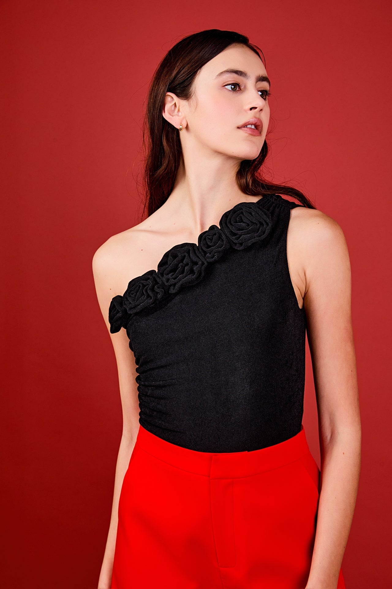 ENDLESS ROSE - Rosette One Shoulder Bodysuit - TOPS available at Objectrare