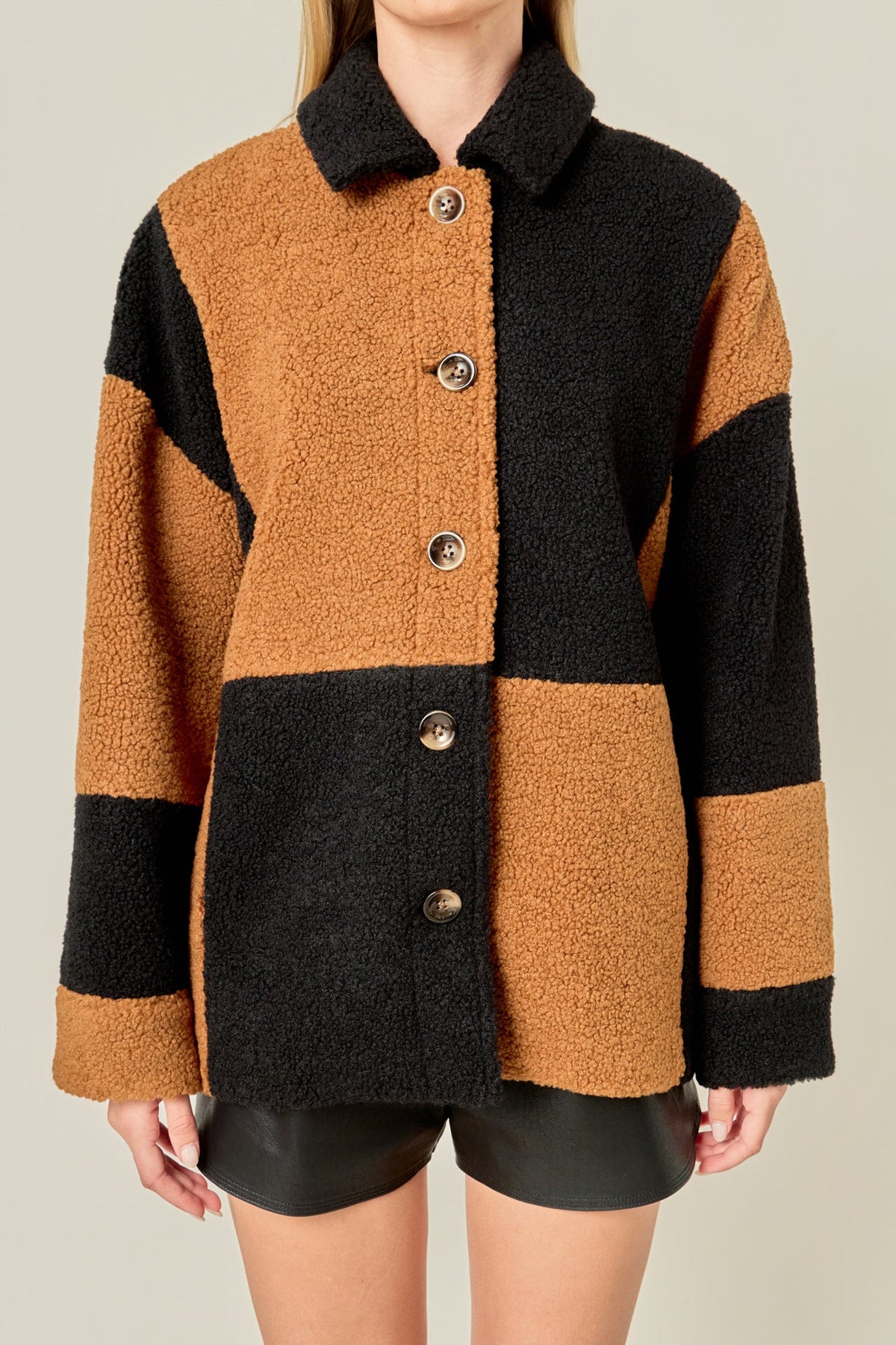 ENGLISH FACTORY - Oversize Teddy Check Jacket - OUTERWEAR available at Objectrare