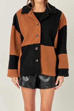 ENGLISH FACTORY - Oversize Teddy Check Jacket - OUTERWEAR available at Objectrare