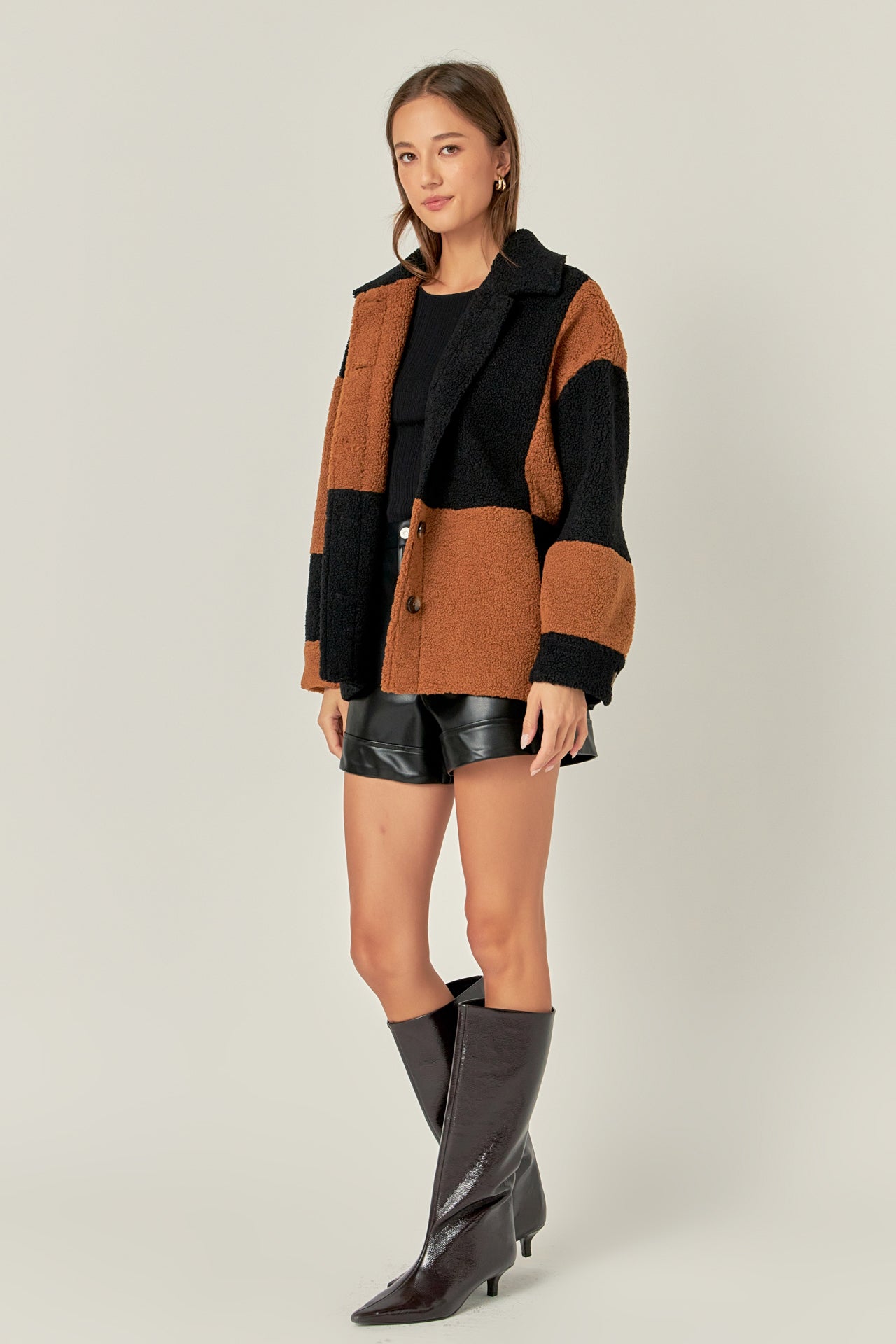 ENGLISH FACTORY - Oversize Teddy Check Jacket - OUTERWEAR available at Objectrare