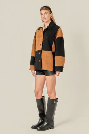 ENGLISH FACTORY - Oversize Teddy Check Jacket - OUTERWEAR available at Objectrare