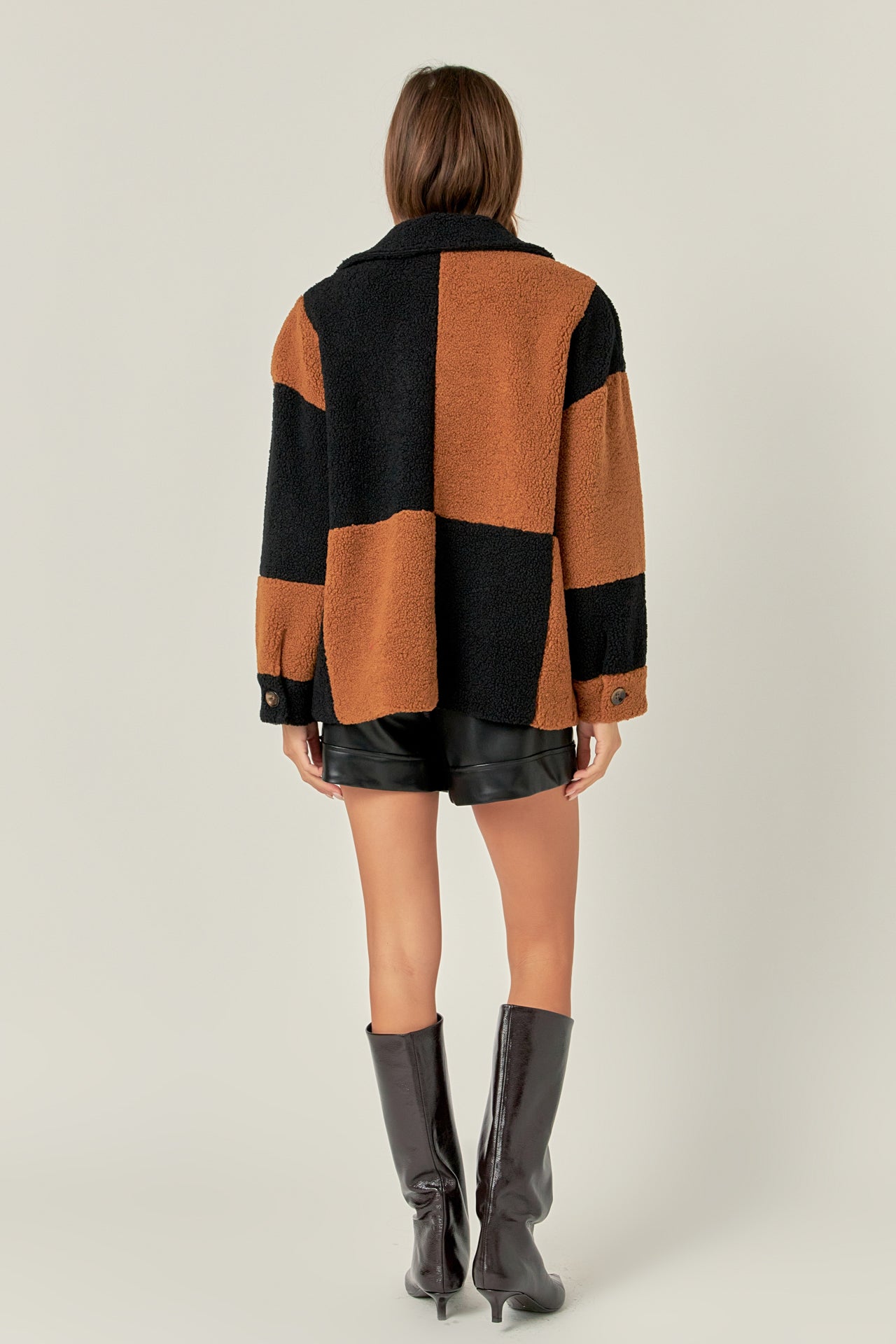 ENGLISH FACTORY - Oversize Teddy Check Jacket - OUTERWEAR available at Objectrare