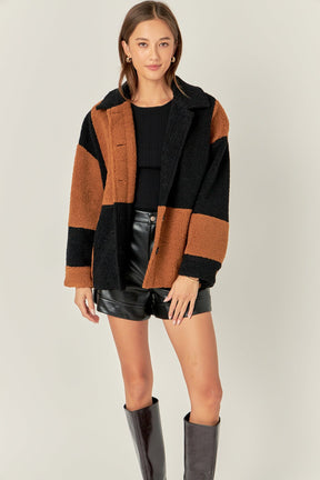ENGLISH FACTORY - Oversize Teddy Check Jacket - OUTERWEAR available at Objectrare