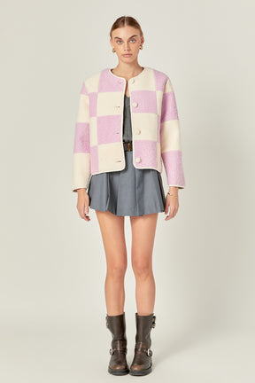 ENGLISH FACTORY - Shearling Check Cardigan - CARDIGANS available at Objectrare