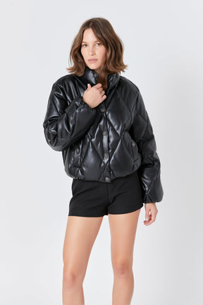 ENDLESS ROSE - Quilted Pu Bomber - JACKETS available at Objectrare