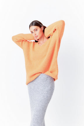 ENDLESS ROSE - Endless Rose - Furry V Neck Sweater - SWEATERS & KNITS available at Objectrare