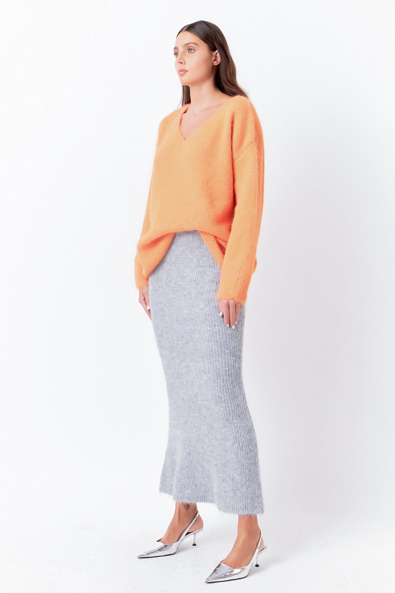 ENDLESS ROSE - Furry V Neck Sweater - SWEATERS & KNITS available at Objectrare