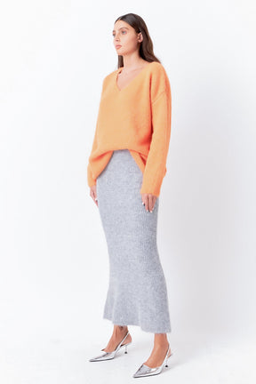 ENDLESS ROSE - Furry V Neck Sweater - SWEATERS & KNITS available at Objectrare