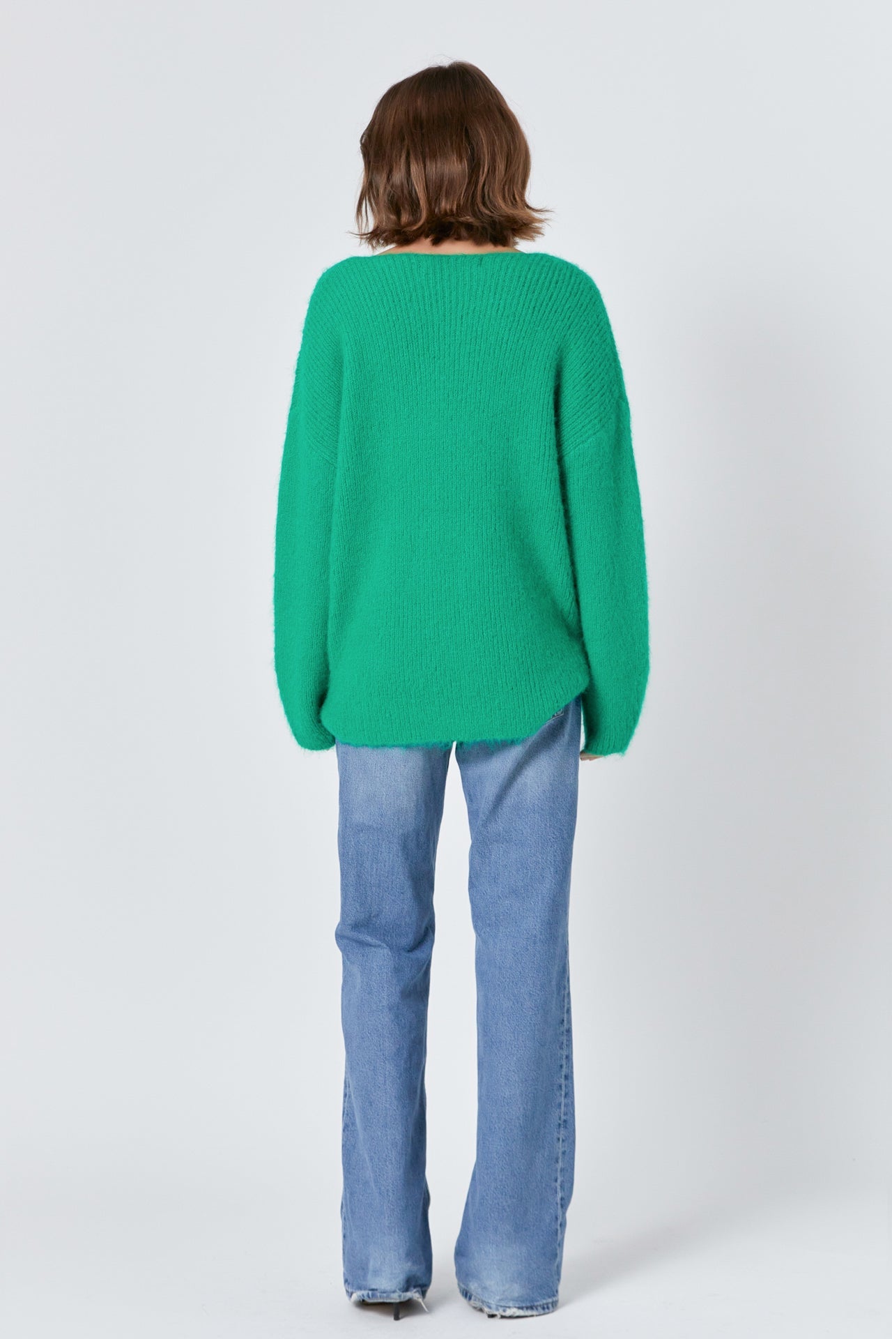 ENDLESS ROSE - Furry V Neck Sweater - SWEATERS & KNITS available at Objectrare