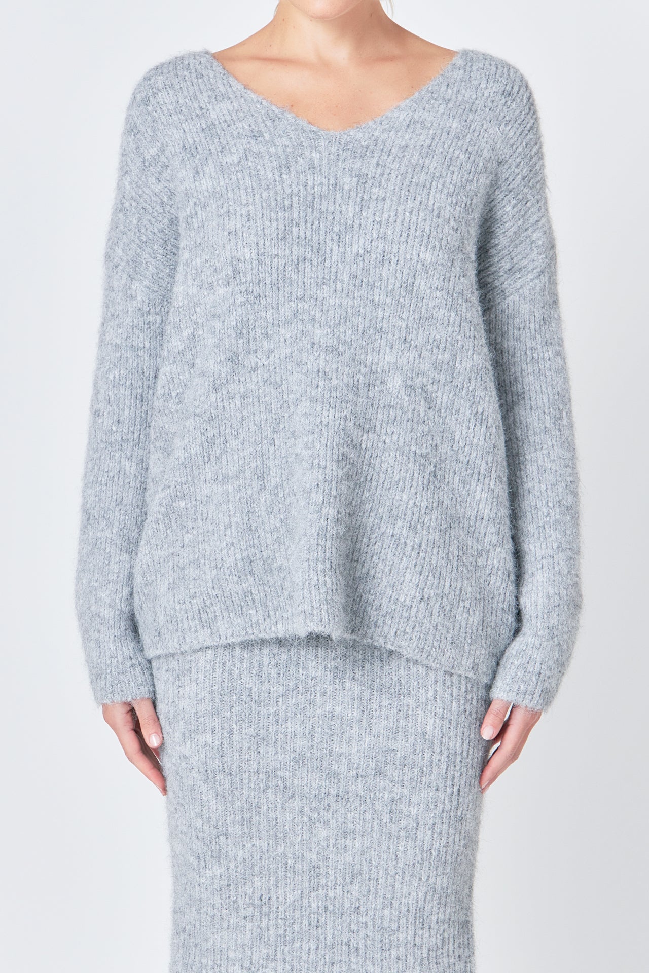 ENDLESS ROSE - Furry V Neck Sweater - SWEATERS & KNITS available at Objectrare