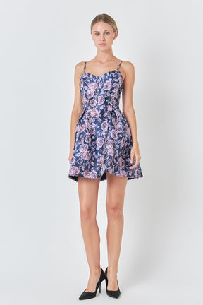 ENDLESS ROSE - Floral Jacquard Mini Dress - DRESSES available at Objectrare