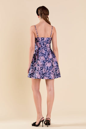 ENDLESS ROSE - Endless Rose - Floral Jacquard Sweetheart Neckline Mini Dress - DRESSES available at Objectrare