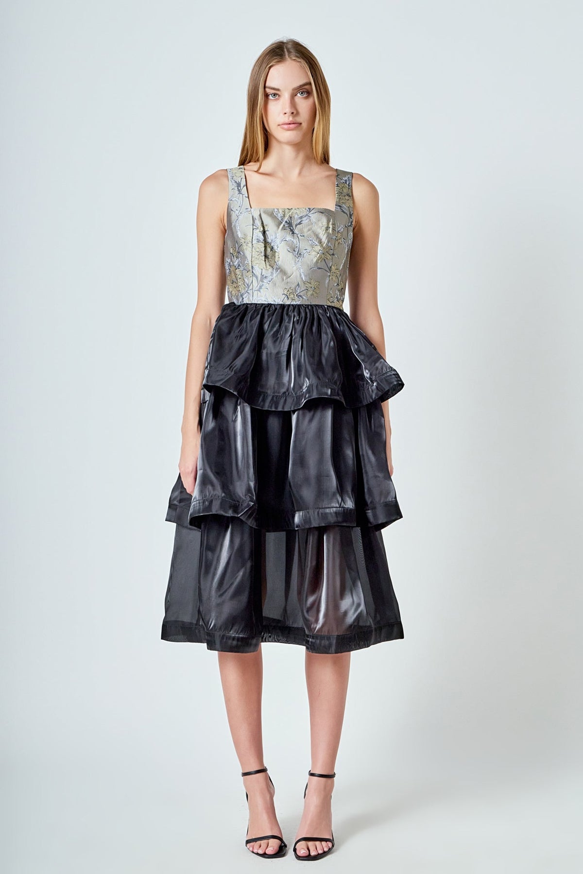 ENDLESS ROSE - Floral Jacquard Midi Dress - DRESSES available at Objectrare