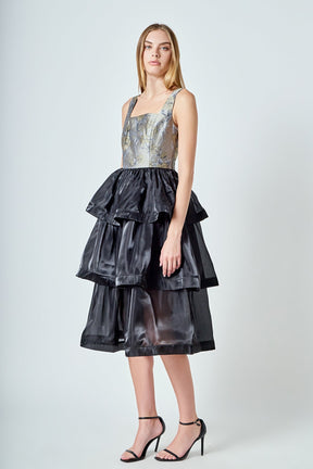 ENDLESS ROSE - Floral Jacquard Midi Dress - DRESSES available at Objectrare