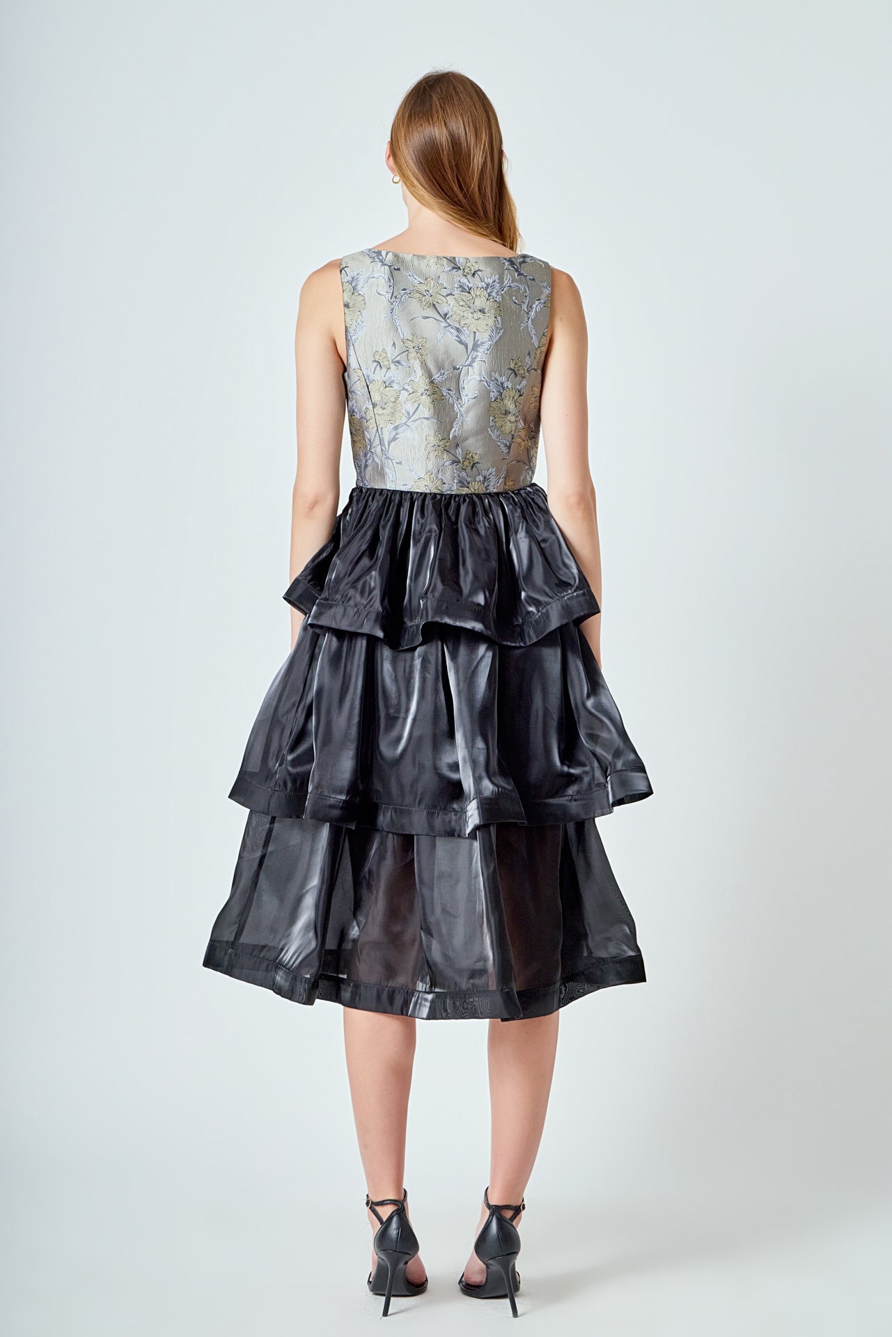 ENDLESS ROSE - Floral Jacquard Midi Dress - DRESSES available at Objectrare