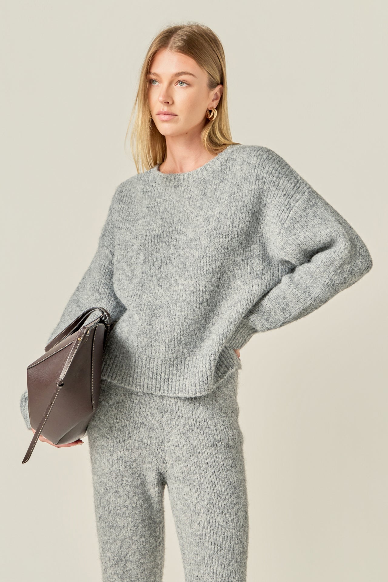 ENGLISH FACTORY - Blend Cropped Fuzzy Sweater - SWEATERS & KNITS available at Objectrare