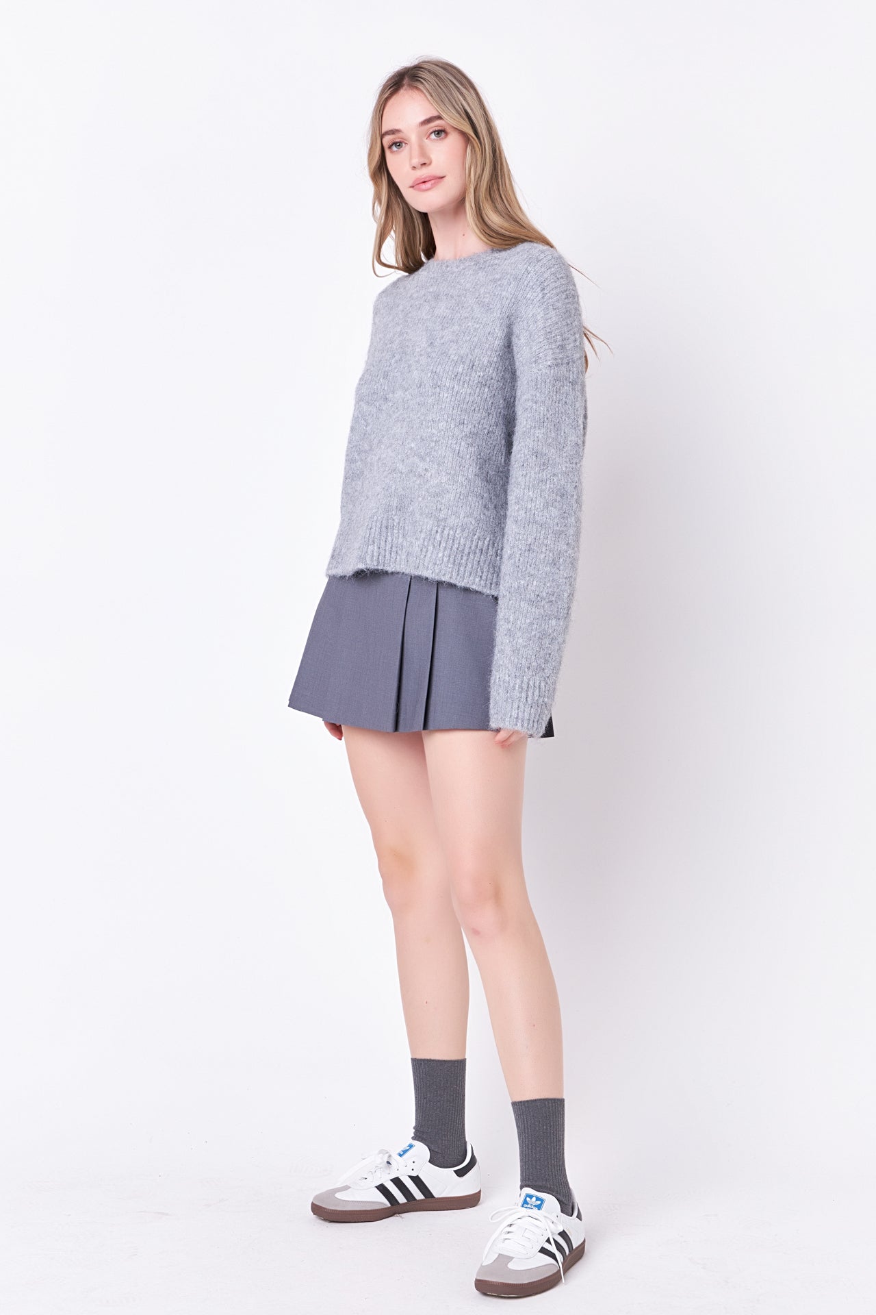 ENGLISH FACTORY - Blend Cropped Fuzzy Sweater - SWEATERS & KNITS available at Objectrare