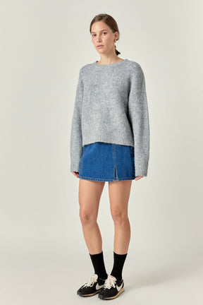 ENGLISH FACTORY - Blend Cropped Fuzzy Sweater - SWEATERS & KNITS available at Objectrare