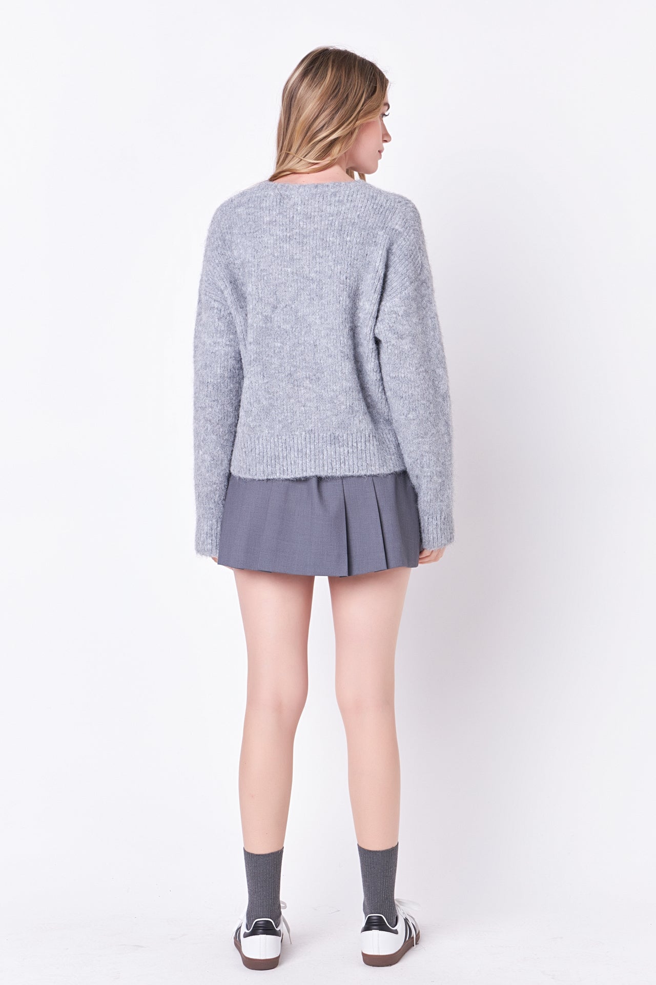 ENGLISH FACTORY - Blend Cropped Fuzzy Sweater - SWEATERS & KNITS available at Objectrare