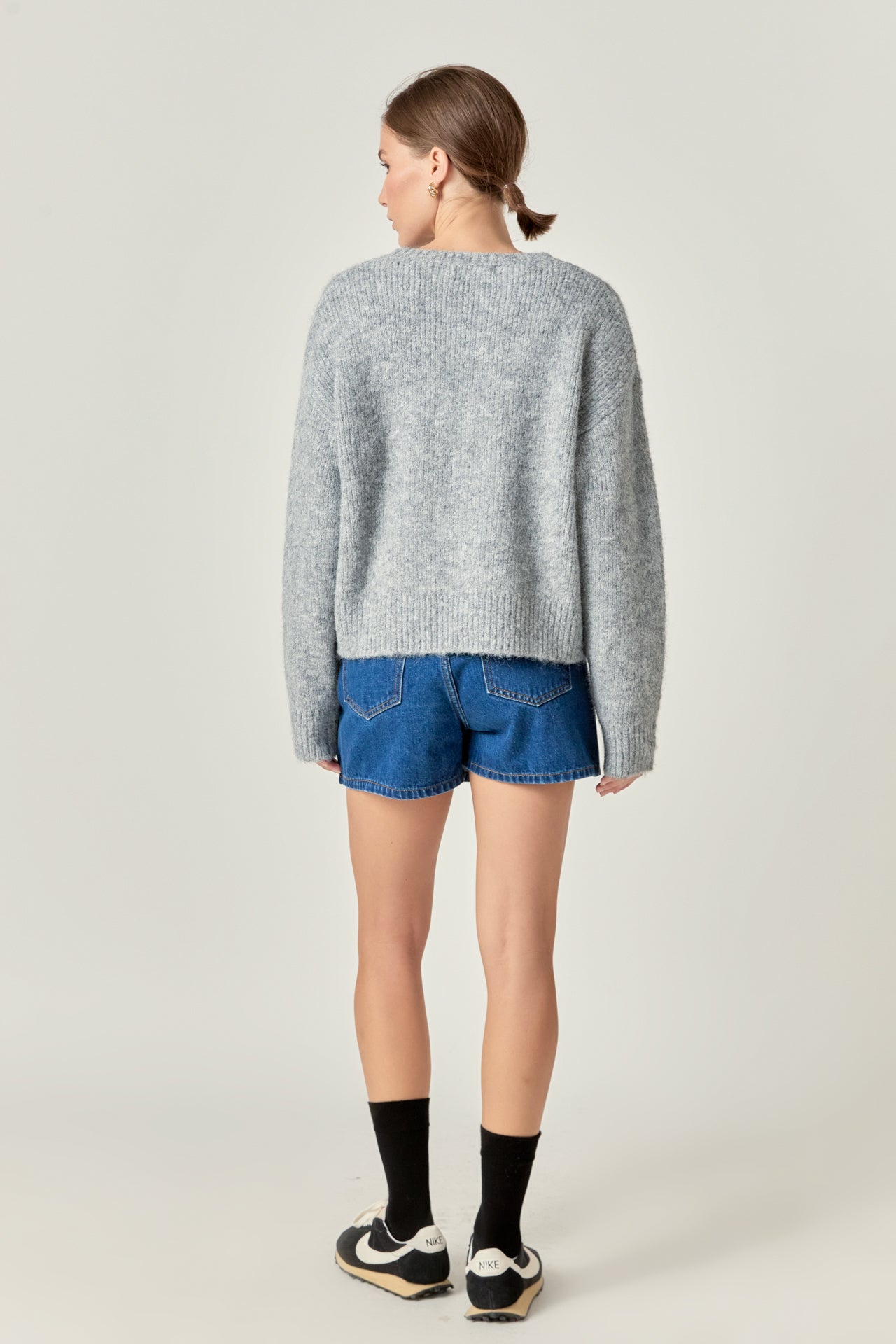 ENGLISH FACTORY - Blend Cropped Fuzzy Sweater - SWEATERS & KNITS available at Objectrare