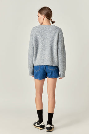 ENGLISH FACTORY - Blend Cropped Fuzzy Sweater - SWEATERS & KNITS available at Objectrare