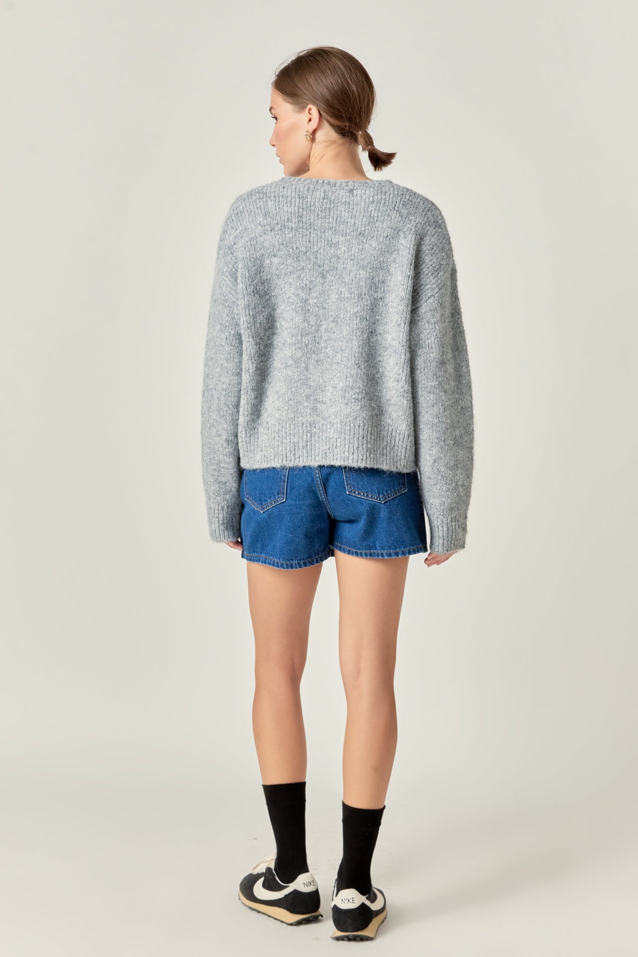 ENGLISH FACTORY - English Factory - Blend Cropped Fuzzy Sweater - SWEATERS & KNITS available at Objectrare