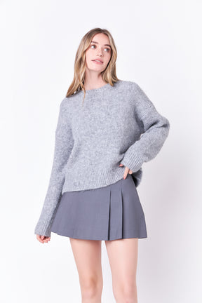 ENGLISH FACTORY - Blend Cropped Fuzzy Sweater - SWEATERS & KNITS available at Objectrare